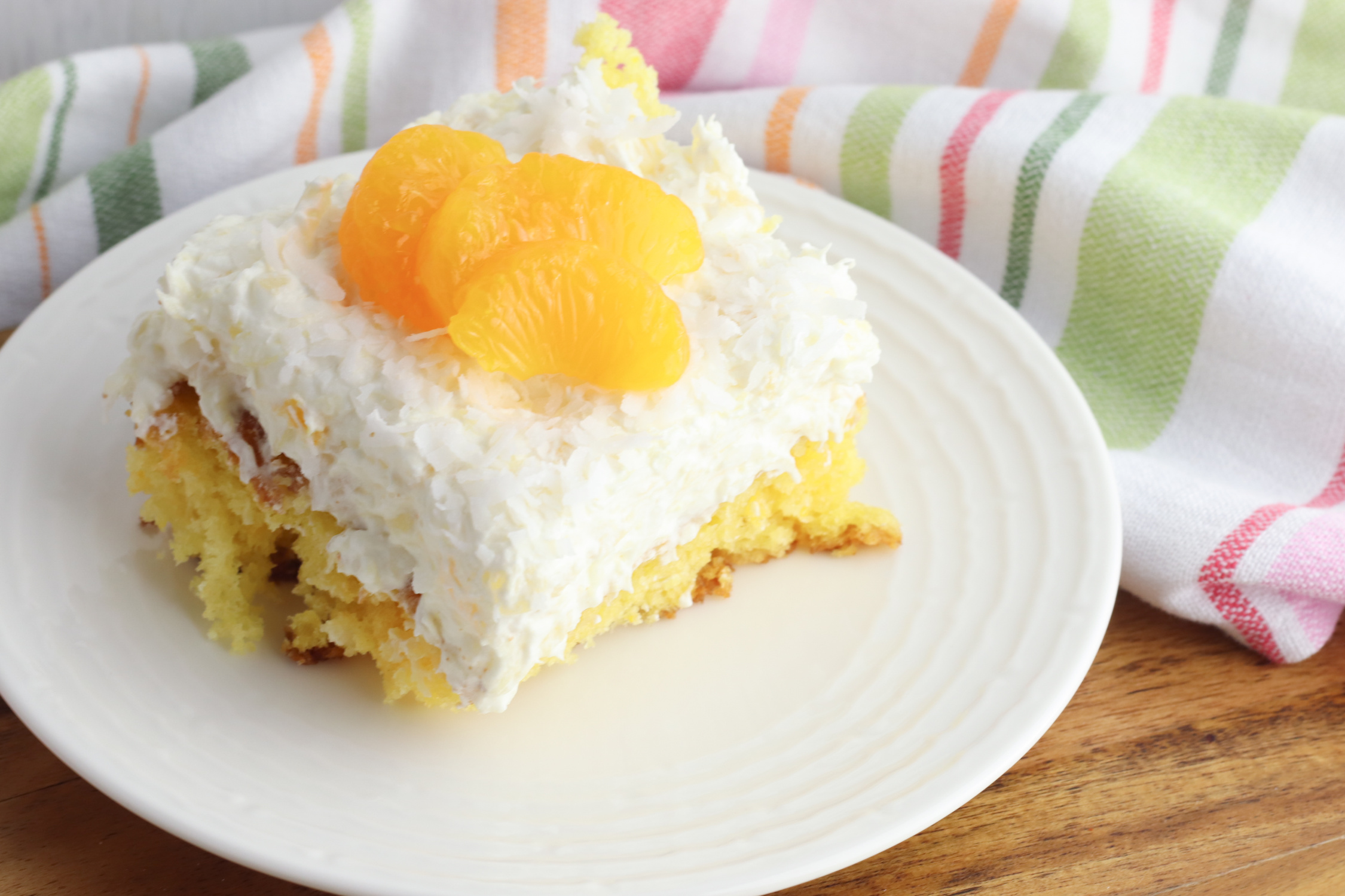 Orange Pineapple Cake being served for dessert.