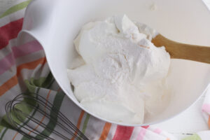 mix whipped topping and vanilla pudding