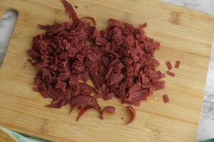Chop up the dried beef