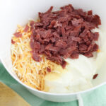 Mix chipped beef with other ingredients.