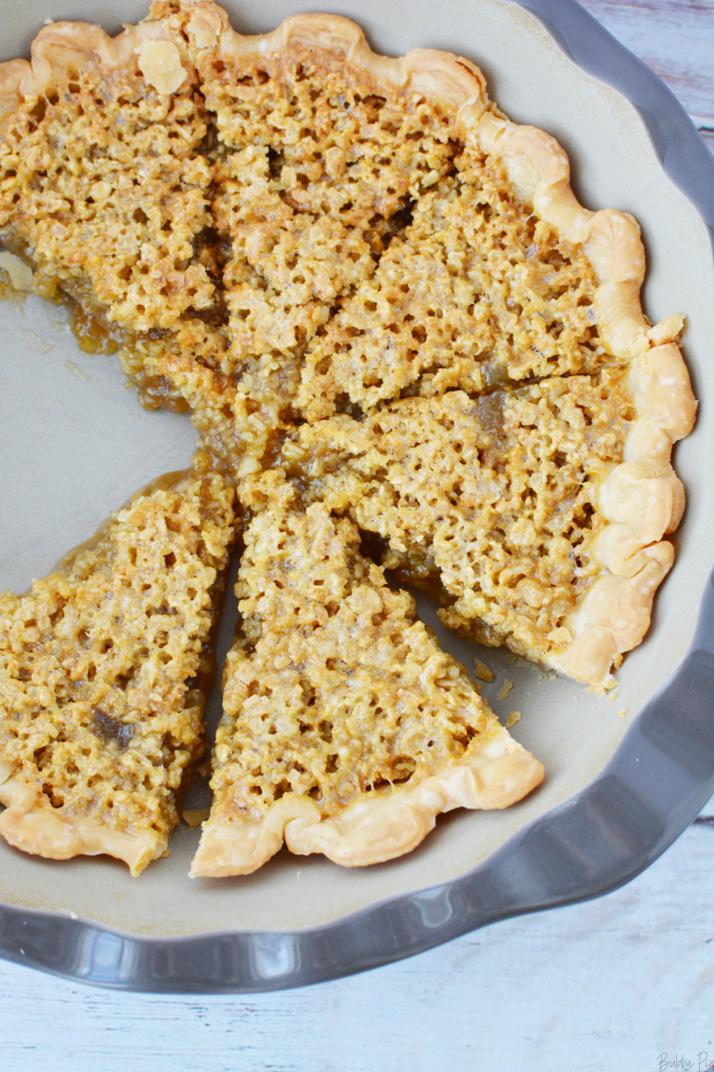 Oatmeal Pie Recipe in a pie plate.