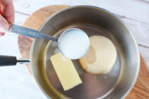 Making Maple glaze in sauce pan