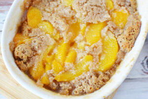 Peach Cobbler made with Bisquick