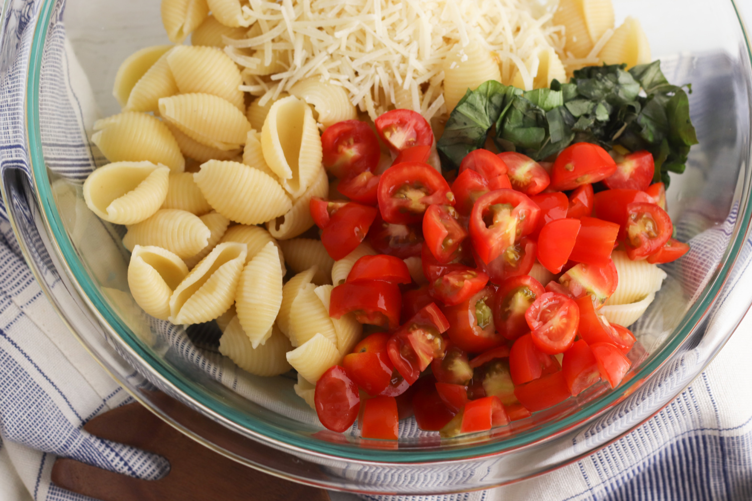 Combine Pasta with bruschetta ingredients