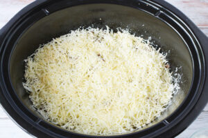Topping Crockpot casserole with cheese