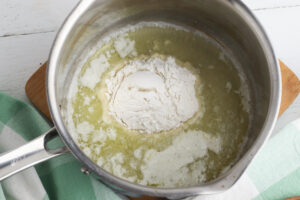 Cook butter and flour on stove top