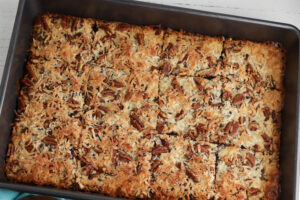 Hello Dolly Bars coming out of the oven.