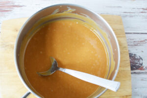 Make Caramel in saucepan.