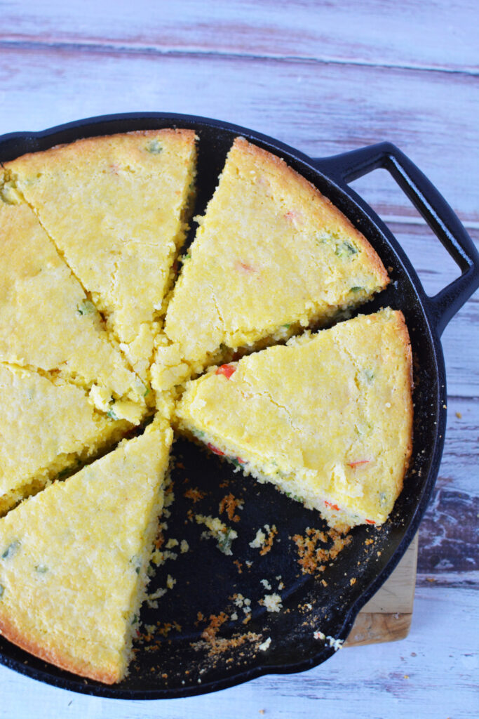 Mexican Cornbread being served for dinner.