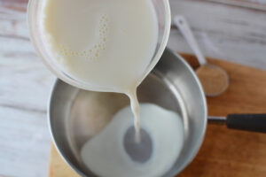 Boil milk in saucepan