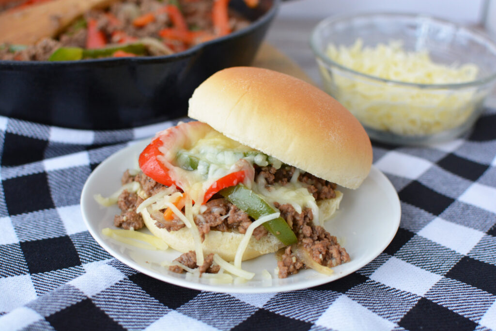 Philly Cheesesteak Sloppy Joes being served for dinner