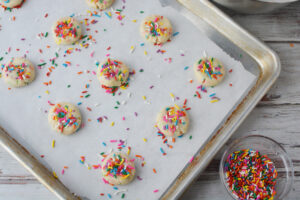 Sprinkle the tops of each funfetti cookie