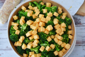 Add velveeta cheese to broccoli