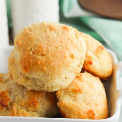 Bowl of biscuits stacked.