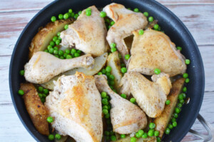 Stir in butter and peas