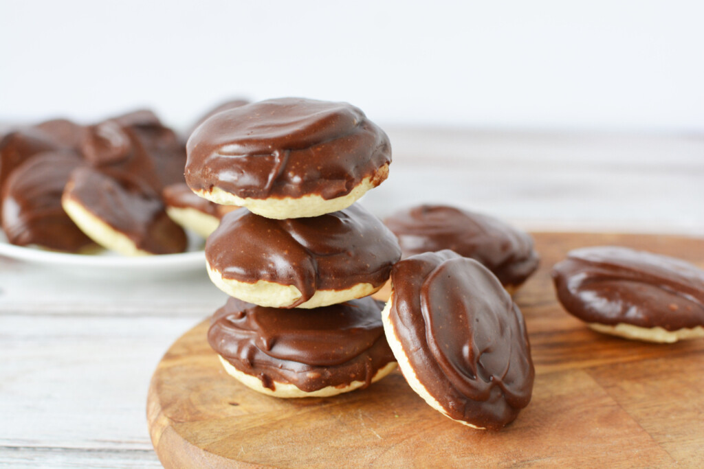 Berger Cookies stacked up on a serving platter