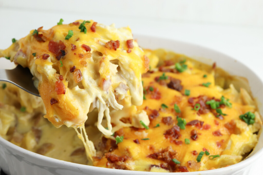 Chicken and Potato Casserole being served for dinner.