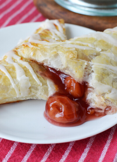 Cherry Turnovers on a white plate.
