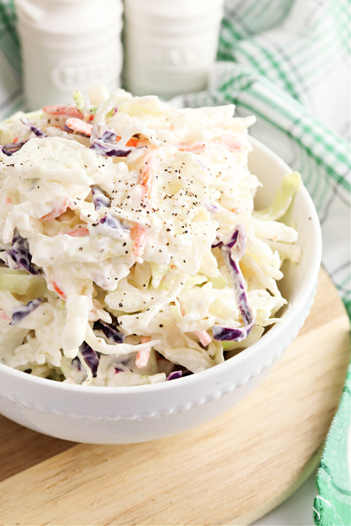 Coleslaw Recipe in white bowl