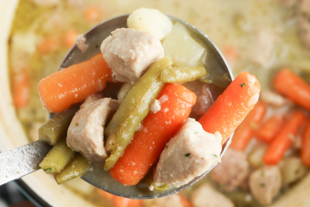 easy pork stew being served for dinner