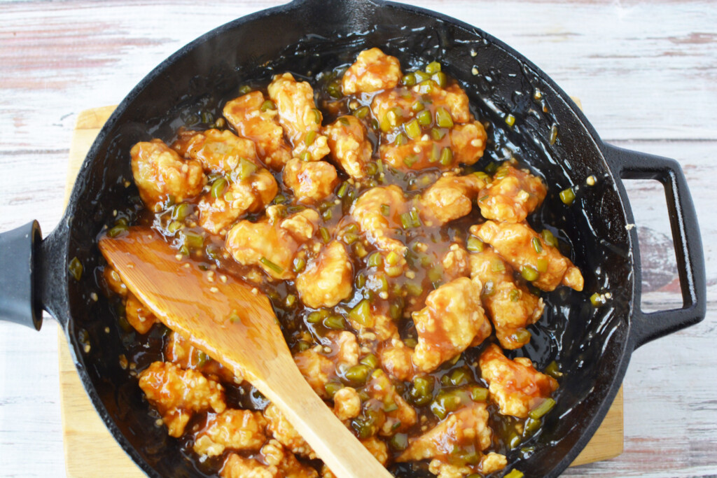 Empress Chicken in skillet.