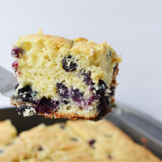 blueberry cake recipe being served