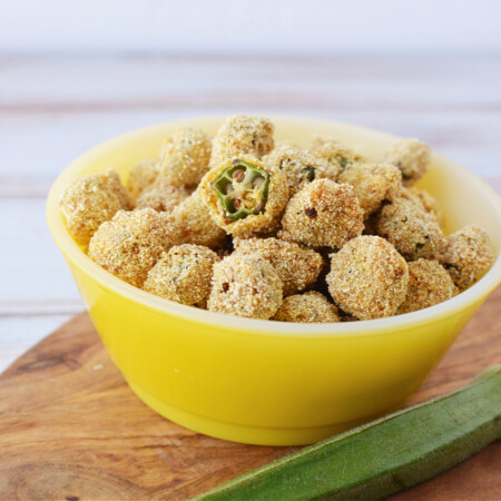 fried okra in a yellow bowl