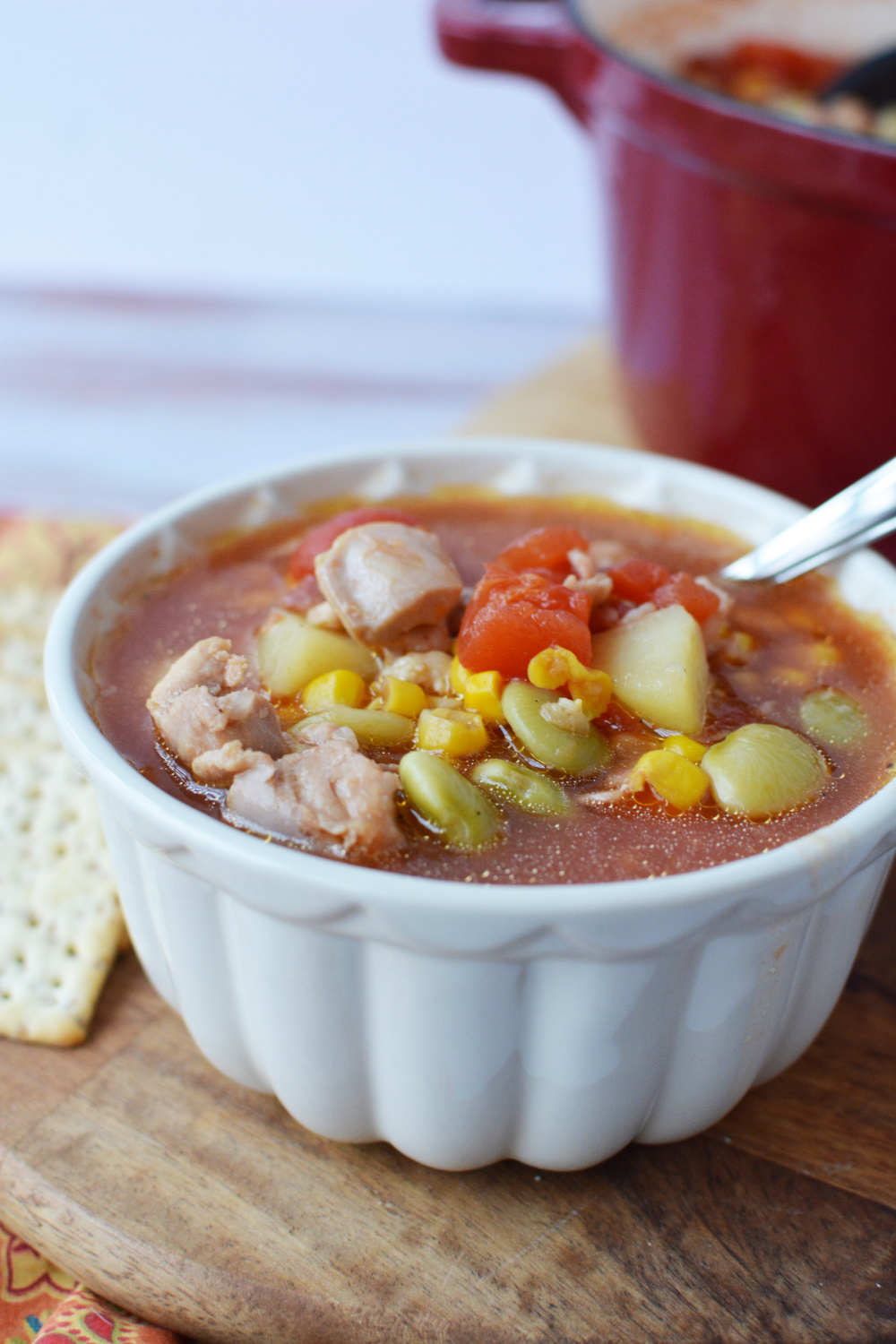 Easy Brunswick Stew being served for dinner