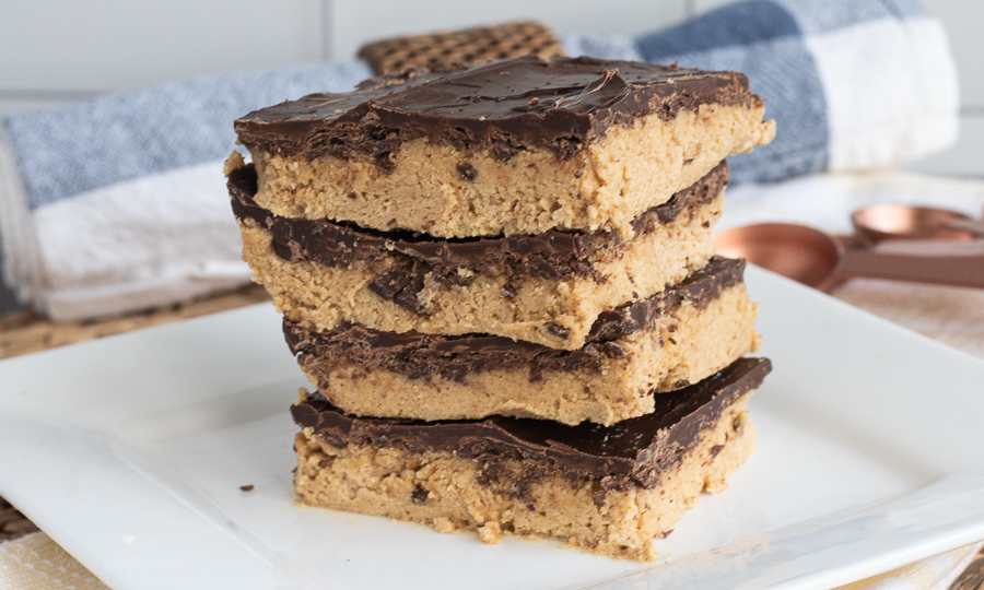 Reese's No Bake Bars on a white plate