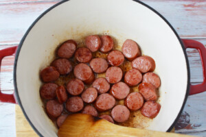 Sear sausage on both sides