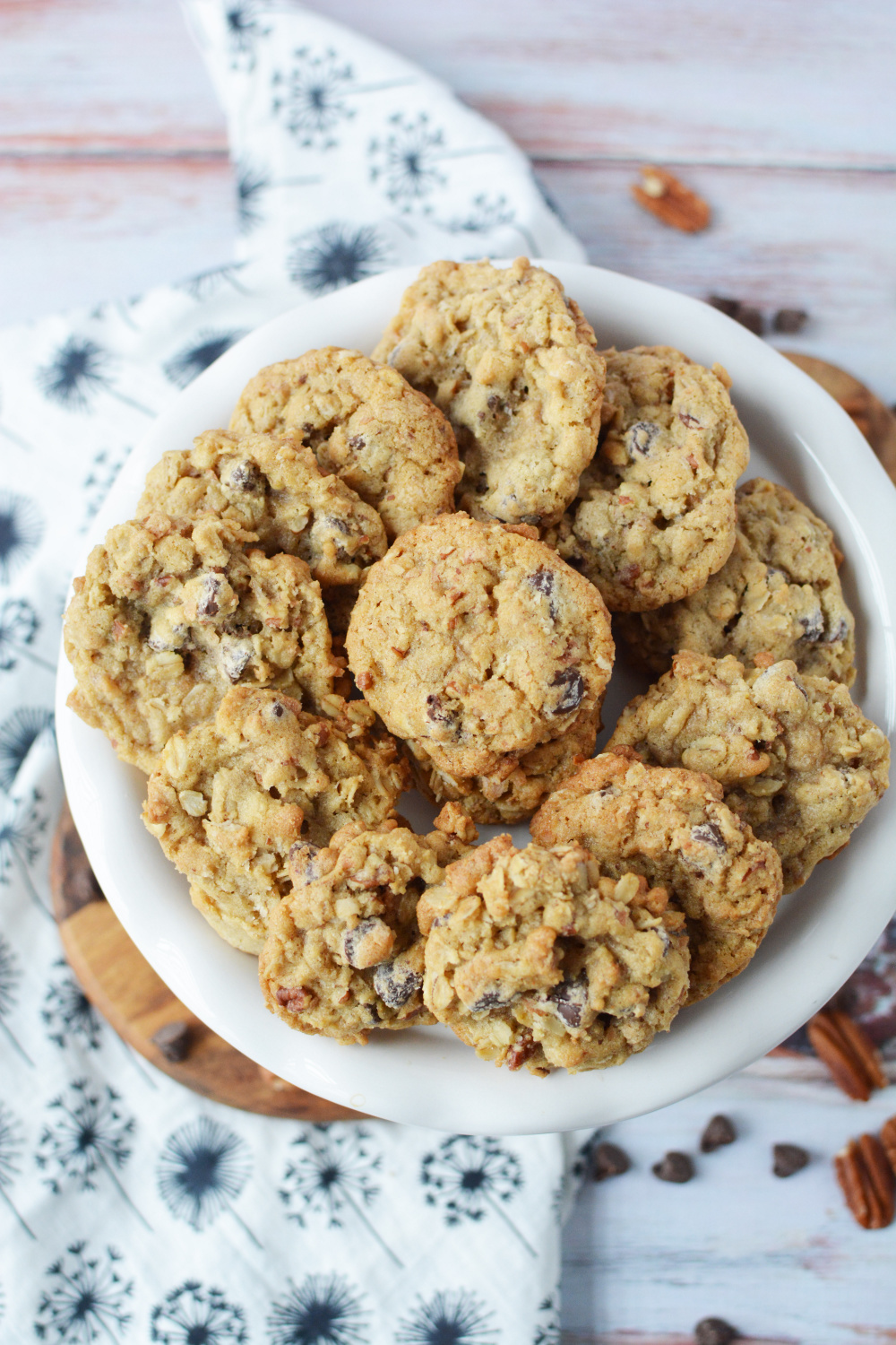 easy cowboy cookies on a white plate