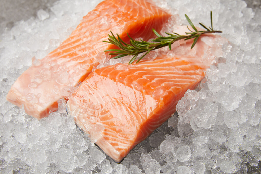 Salmon on ice