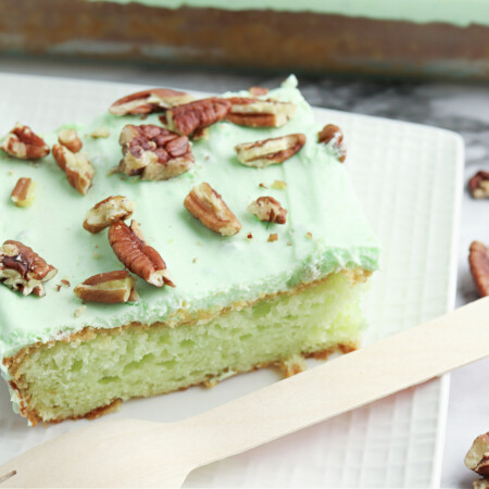 Watergate Cake on a white plate