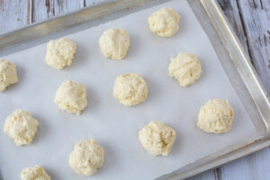 Drop Biscuit Dough going into oven