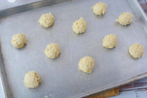 scoop cookies onto baking sheet