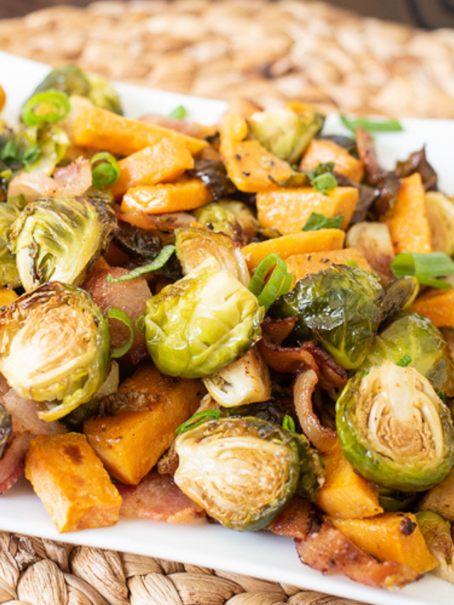ROASTED BRUSSELS SPROUTS AND SWEET POTATOES BubbaPie