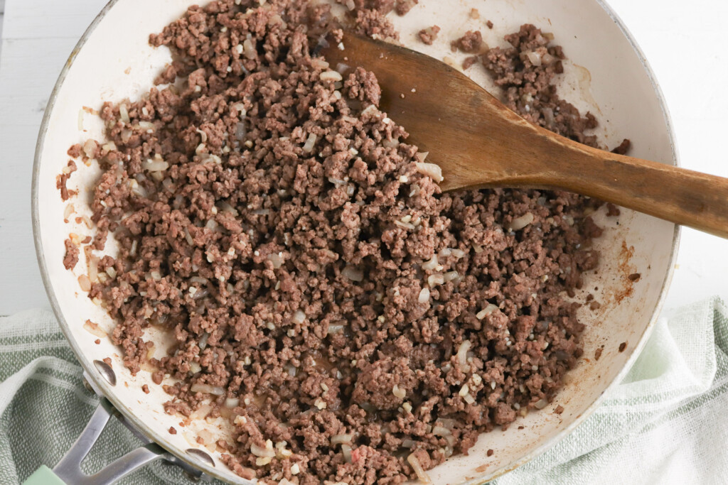 brown ground beef and onions