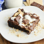 smores brownies on a white plate.