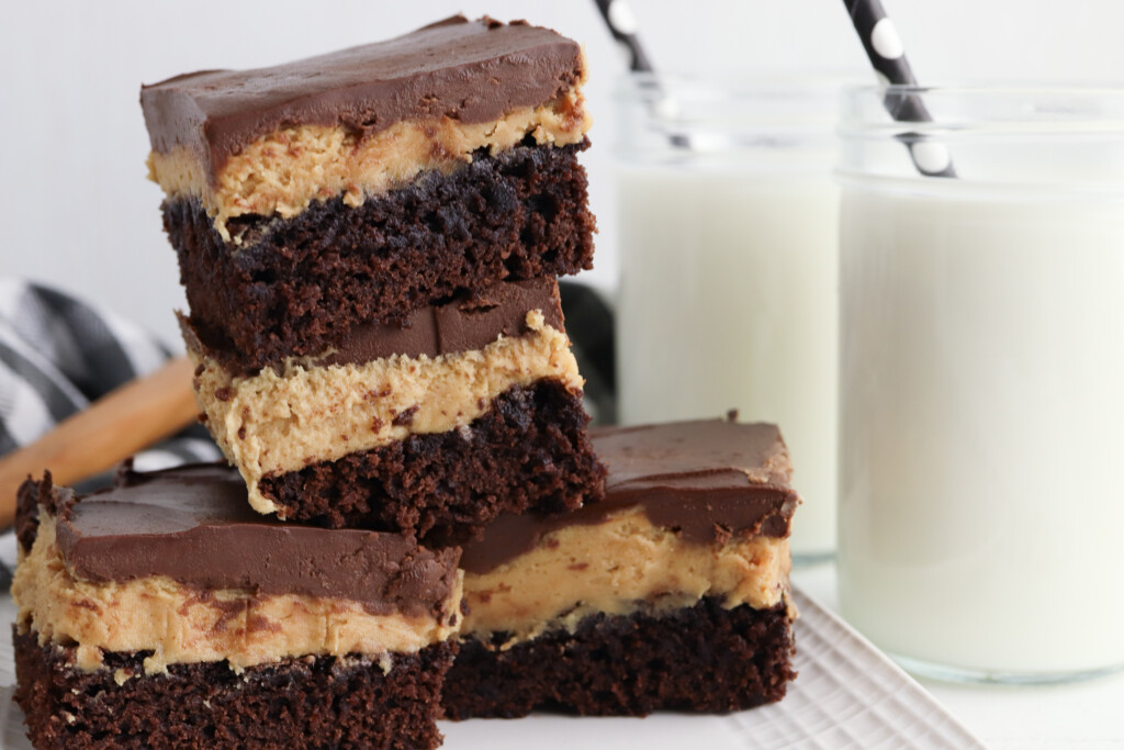 buckeye brownies served with milk