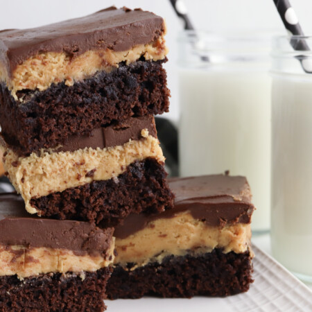 buckeye brownies served with milk